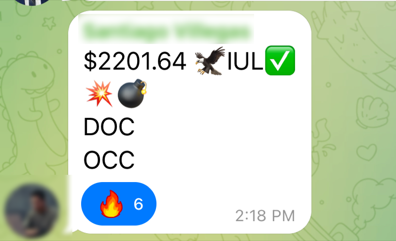 IUL sale confirmation — $2,201.64 DOC OCC